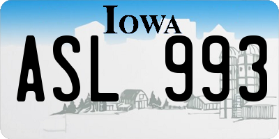 IA license plate ASL993