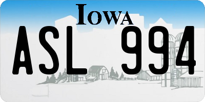 IA license plate ASL994