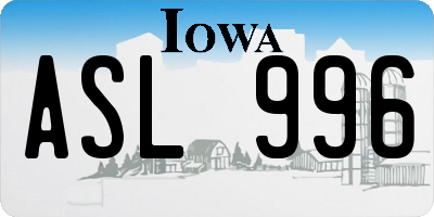 IA license plate ASL996