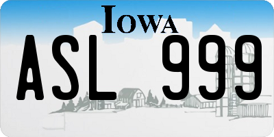 IA license plate ASL999