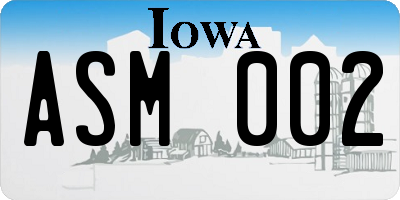 IA license plate ASM002