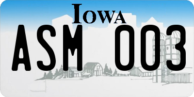 IA license plate ASM003