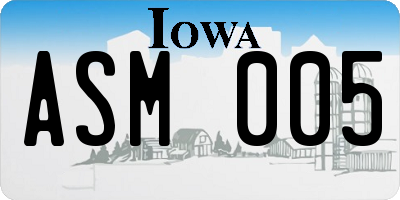 IA license plate ASM005