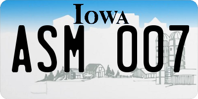 IA license plate ASM007