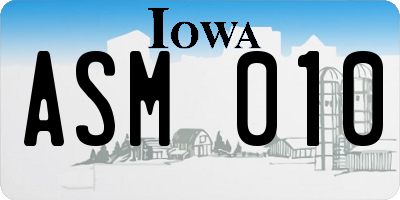 IA license plate ASM010