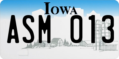 IA license plate ASM013