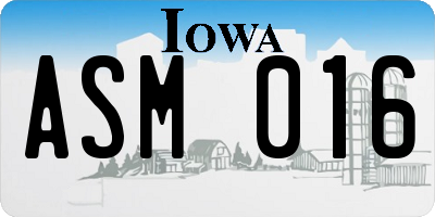 IA license plate ASM016