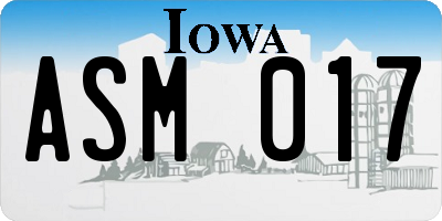 IA license plate ASM017