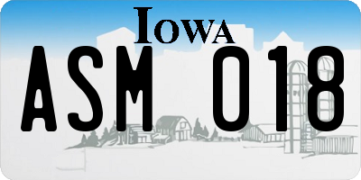 IA license plate ASM018