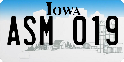 IA license plate ASM019