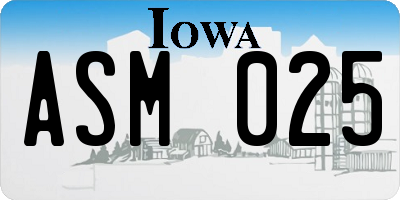 IA license plate ASM025
