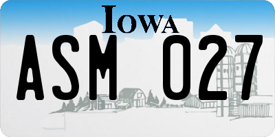IA license plate ASM027