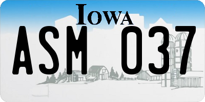 IA license plate ASM037