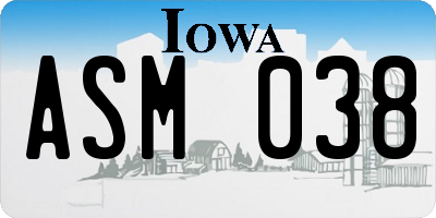 IA license plate ASM038