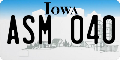 IA license plate ASM040
