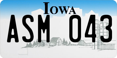 IA license plate ASM043