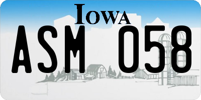 IA license plate ASM058