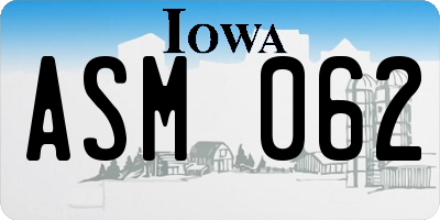 IA license plate ASM062