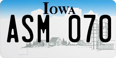 IA license plate ASM070