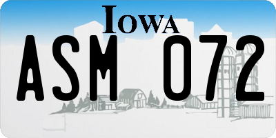 IA license plate ASM072