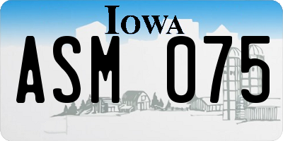 IA license plate ASM075