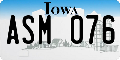 IA license plate ASM076