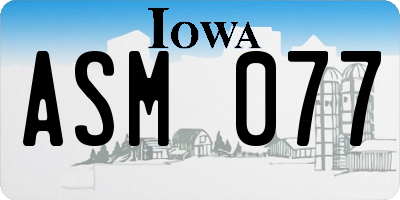 IA license plate ASM077