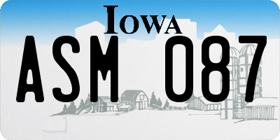 IA license plate ASM087