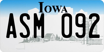 IA license plate ASM092