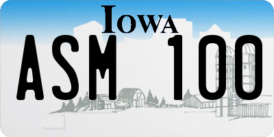 IA license plate ASM100