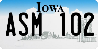 IA license plate ASM102
