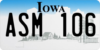 IA license plate ASM106