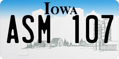 IA license plate ASM107
