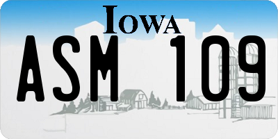 IA license plate ASM109