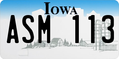 IA license plate ASM113