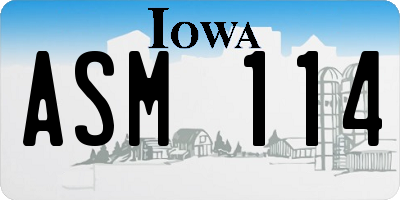 IA license plate ASM114