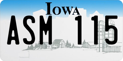 IA license plate ASM115