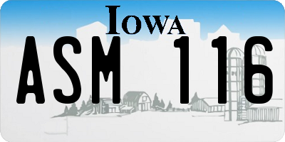 IA license plate ASM116