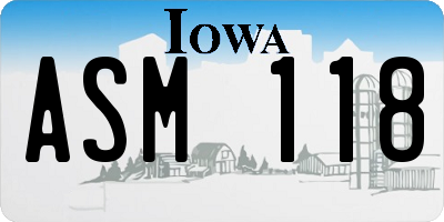 IA license plate ASM118