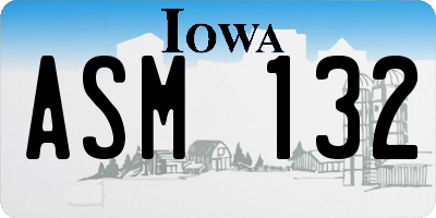 IA license plate ASM132
