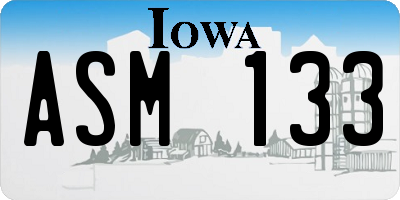 IA license plate ASM133