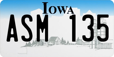 IA license plate ASM135