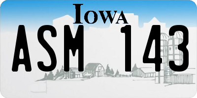 IA license plate ASM143