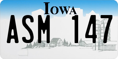 IA license plate ASM147