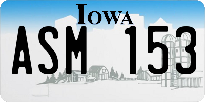 IA license plate ASM153
