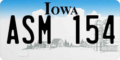 IA license plate ASM154