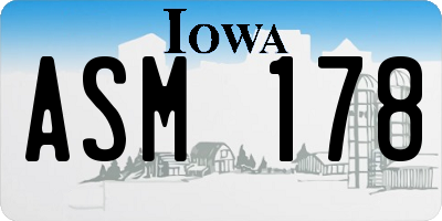 IA license plate ASM178