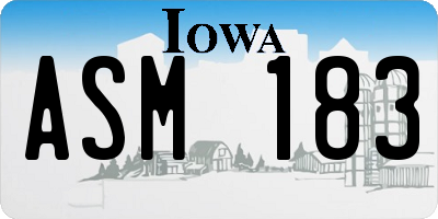 IA license plate ASM183