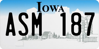 IA license plate ASM187