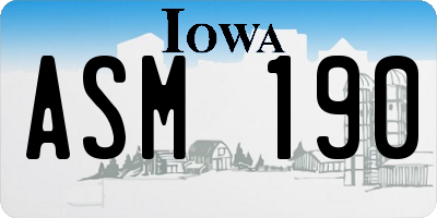 IA license plate ASM190